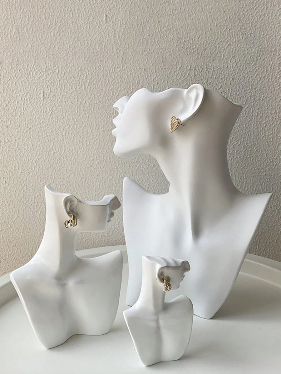 1 Peça Suporte de Colar com Busto de Perfil Lateral de Resina Branca, Suporte de Brinco, Adequado como Organizador de Decoração Doméstica Pequena, Caixa de Armazenamento de Viagem, Presentes de Viagem, Volta às Aulas