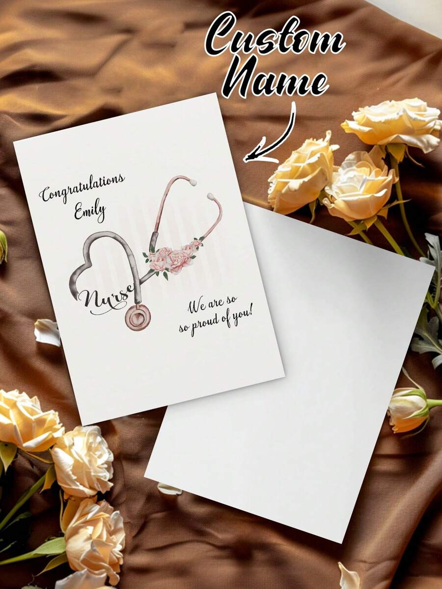 1pc Custom Name Greeting Cards - Personalized Birthday, Graduation, And Appreciation Cards For Nurses, Doctors, Medical Assistants, And Essential Workers - Available In 5x7" And 10x7" Sizes - Perfect Gifts For Healthcare Heroes, Colleagues, And Loved Ones - Unique Designs, High-Quality Finish, Customizable Messages - Ideal For Birthdays, Graduations, Thank You Gifts, And Special Occasions Back To School