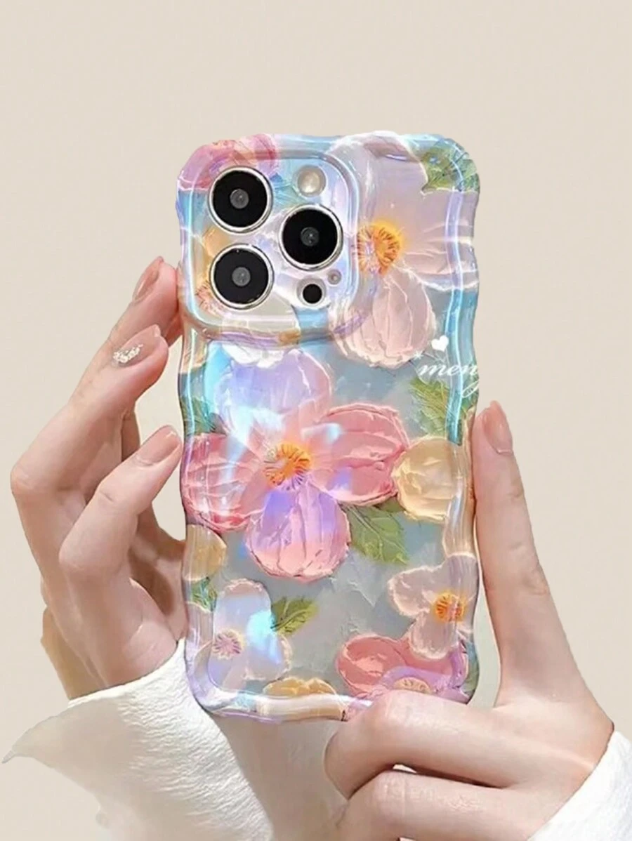 Flower Phone Case Creative Tie Dye Flowers Painted TPU Phone Case Compatible With Iphone//Honor