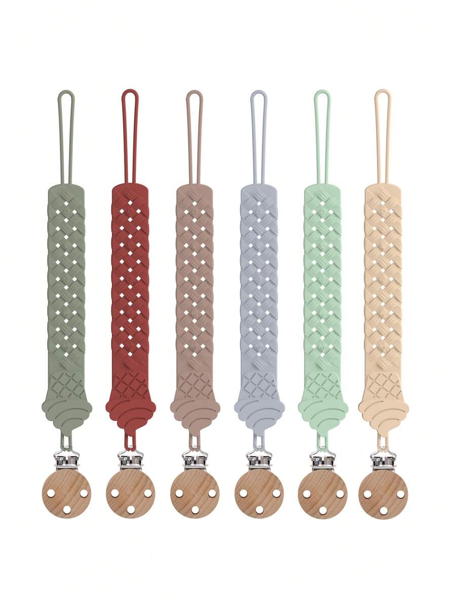 6 Stücke/Set Schnullerclips, inspiriert vom Uhrenarmband Design, flexibler Silikon Spielzeug Gurt, langanhaltend und flexibel, Kinderwagen Zubehör Seil, Essentials für Outdoor-Reisen & Babypflege