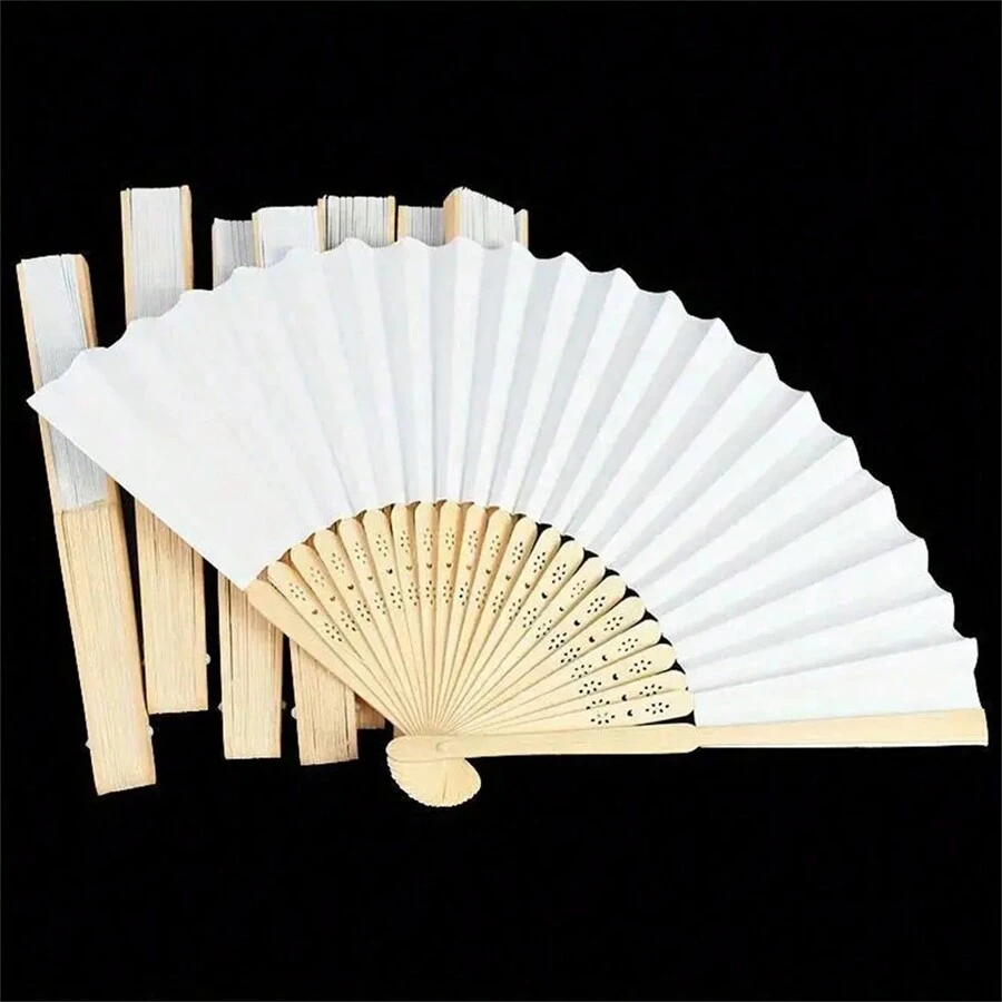 3 Stücke weiße faltbare Papierfächer, DIY tragbarer chinesischer Bambusventilator, Hochzeitsgeschenke für Gäste, Geburtstags-Party-Dekoration Malerei Fächer, für Weihnachten, Valentinstag, Neujahrsgeschenke, Heim- und Raumdekoration, für Schulbedarf, Rückkehr zur Schule