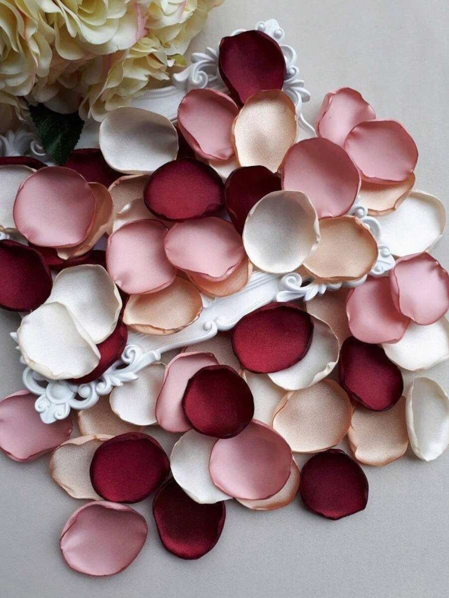 50 Stück simulierte Champagner Rose Blütenblätter, Hochzeitsblütenblätter, Hochzeitsdekoration, Blumenjungenkonfetti, Hochzeitsgeschenkdekoration, Babyteilgeschenkdekoration, Blütenblattwerfer Gangläufer, Foto Blütenblatt Requisiten Valentinstag