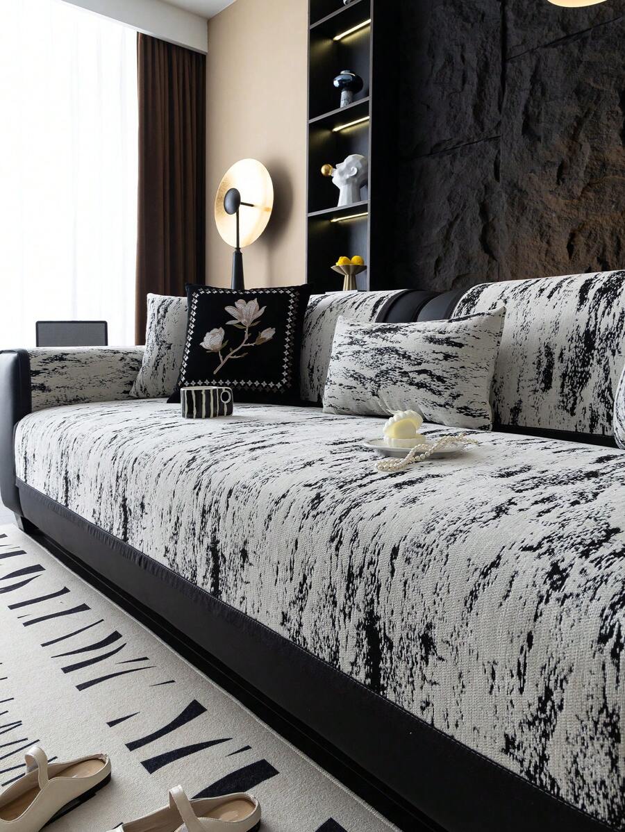 1 st All Seasons Universele Jacquard Weeftechnologie Chenille Sofa Kussenhoes, Dubbelzijdig Tweekleurig, Moderne Scandinavische Stijl, Huisdiervriendelijk, Anti-Vuil, Anti-Slip Sofahoes Voor L-vormige En 1/2/3/4 Zits Sofa In Woonkamer, Lente/Herfst Versie, Anti-Kras Sofa Beschermhoes