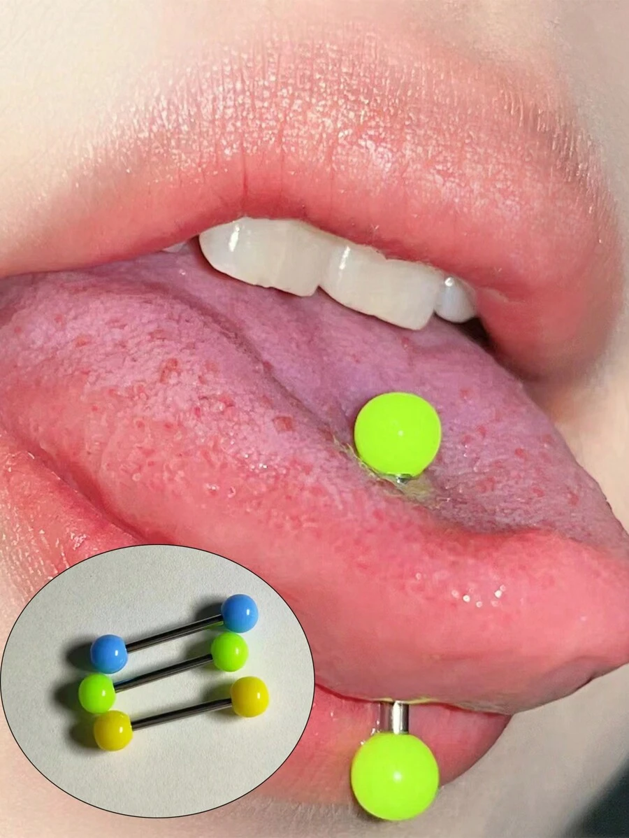 1pc Punk 16mm Long Acrylic Tongue Barbell, Double-Headed Cylinder Tongue Piercing For Men And Women, Classic Body Jewelry
