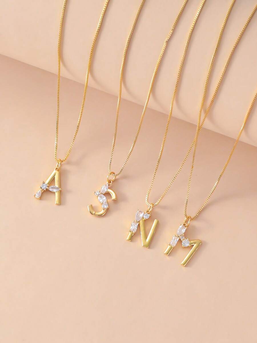 1 Fashionable Stainless Steel Necklace With 26 Female Initials As A Birthday Gift For Women's Copper Zirconia Crystal Jewelry