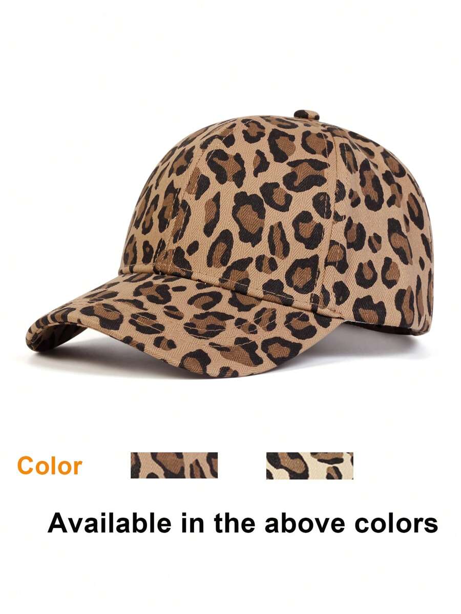 1 pieza Gorra de béisbol ajustable con estampado de leopardo, unisex para niños, sombrero casual de moda para protección solar, adecuado para exterior, primavera y otoño para niños y niñas