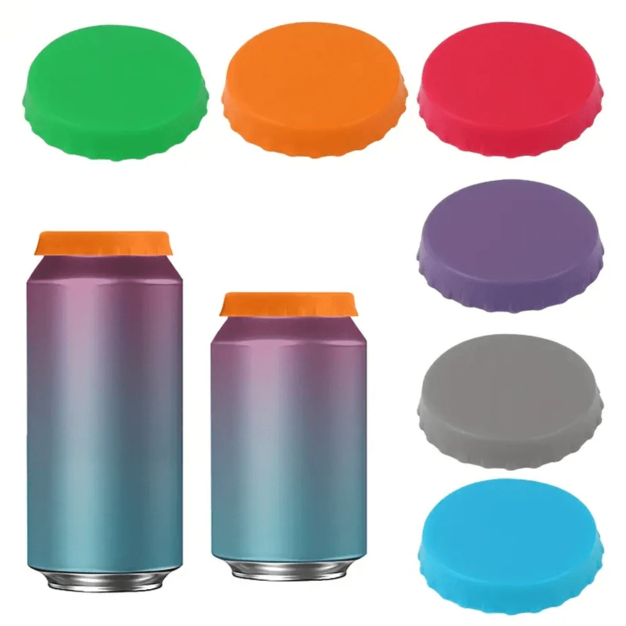6 pièces Couvercles de canettes en silicone, Housses de canettes réutilisables en silicone, Bouchons ou protège-boîtes pour sodas, boissons, jus, boissons, s'adaptent aux canettes standard