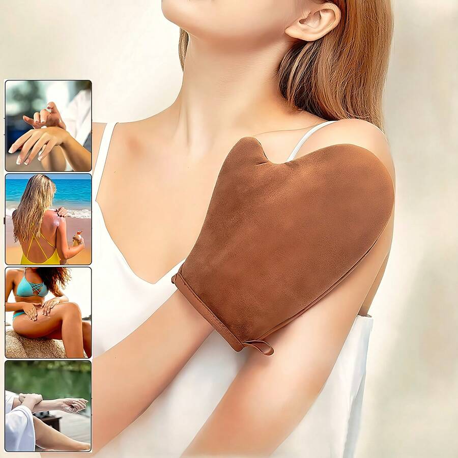 1pc Self-Tanning Body Application Mitt, Soft And Reusable Tanning Mitt, Made From Washable Material, Suitable For Sunless Tanning, Body Lotion, Tanning Lotion, Spray And Gel,Bag,Organizer,Storage,Hair Clips