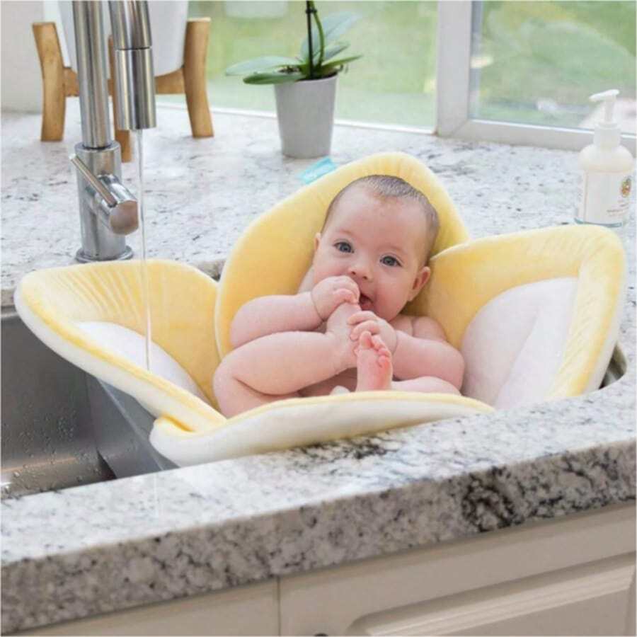 1 pièce Siège de bain bébé en forme de lotus, convient aux nouveau-nés et bébés de 0 à 6 mois+, tapis de bain bébé lavable