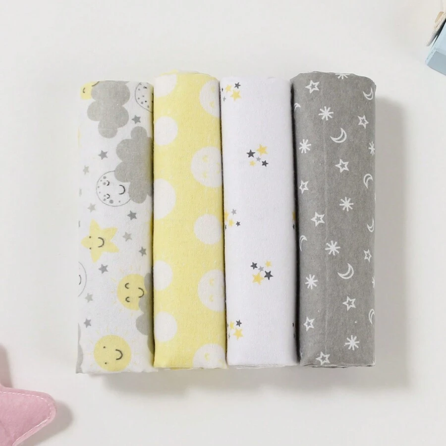 4 stuks pasgeboren inbakerdekens bedrukte wolken, sterren flanel zachte wikkel handdoeken babydeken liefde valentijn