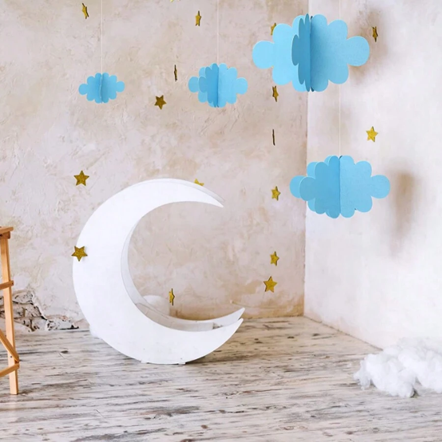 16pcs/Set 3D Cloud Decor Hanging Cloud Ceiling Party Decorations Lifelike Cloud Ornament