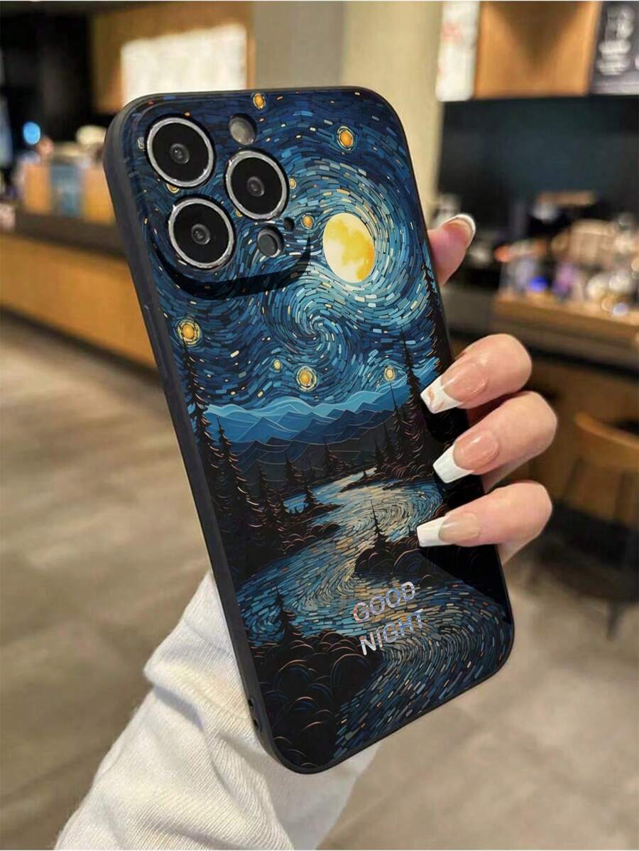 Apple Perforated Straight Edge Van Gogh Style Landscape Painting Shockproof Phone Case Compatible With IPhone XR/7/8, IPhone 15 Pro Max, IPhone 13, IPhone 14, IPhone 11, Soft TPU Protective Case Compatible With Galaxy S24, Galaxy S24+, Galaxy S24 Ultra, Galaxy S22, Galaxy A13 4G, Galaxy A52, A52s 5G, Redmi Note 11, 11 Lite