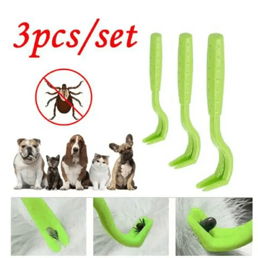 Juego de 3 herramientas efectivas para remover garrapatas y pulgas para perros - Herramienta de plástico para remover garrapatas que facilita la extracción de garrapatas y pulgas - Mantenga a su mascota segura y saludable