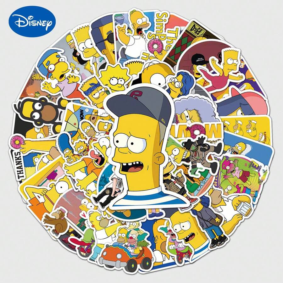 50 Pieces Handmade Cartoon Funny Cute Simpson Fashionable Waterproof Stickers For DIY Decoration On Phone Luggage And Helmet Back To School