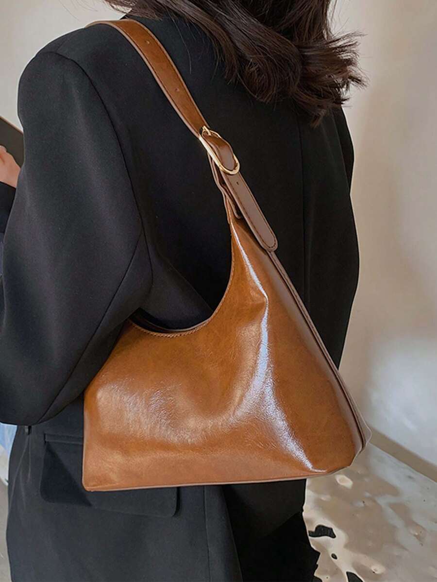 Bolso de mano francés retro minimalista con cremallera para mujeres