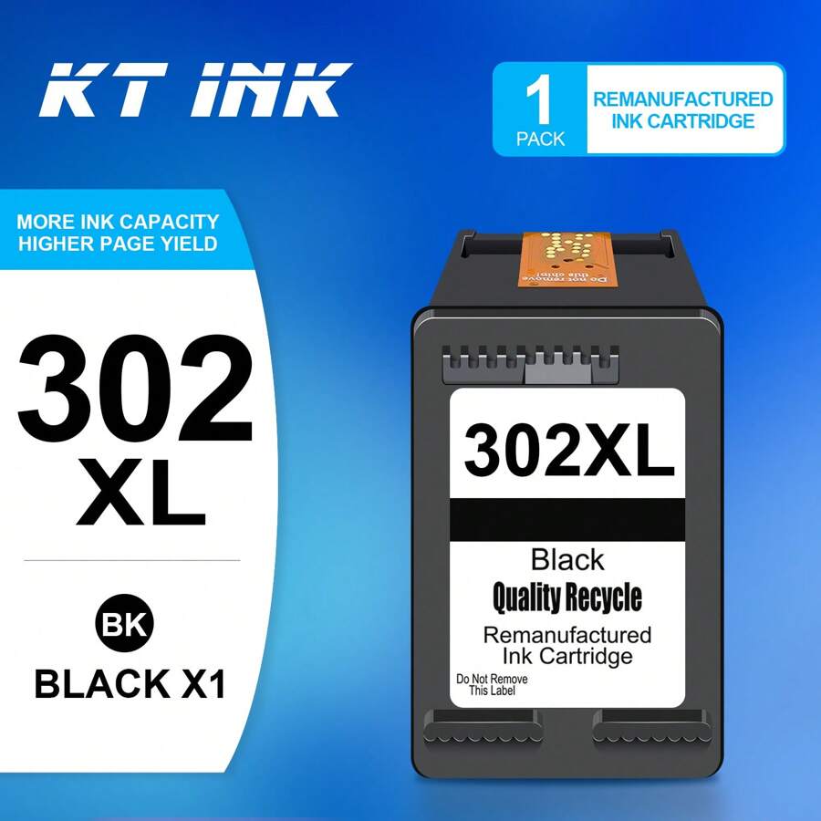 KT INK Cartuchos de tinta remanufacturados de alto rendimiento KT INK 302XL compatibles con 302 y 302XL, compatibles con las impresoras Deskjet 1110 2130 2134 3630 3632 3634, Envy 4520 4521 4522 4523 4524, y Officejet 3830 3834 4650 4651 4652