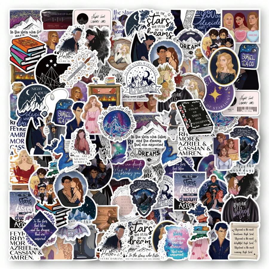 60 sztuk naklejek Acotar do scrapbookingu, pamiętnika, laptopa, zderzaka, deskorolki, butelki z wodą, komputera, telefonu, kreskówek, kasku, naklejek i kalkomanii samochodowych