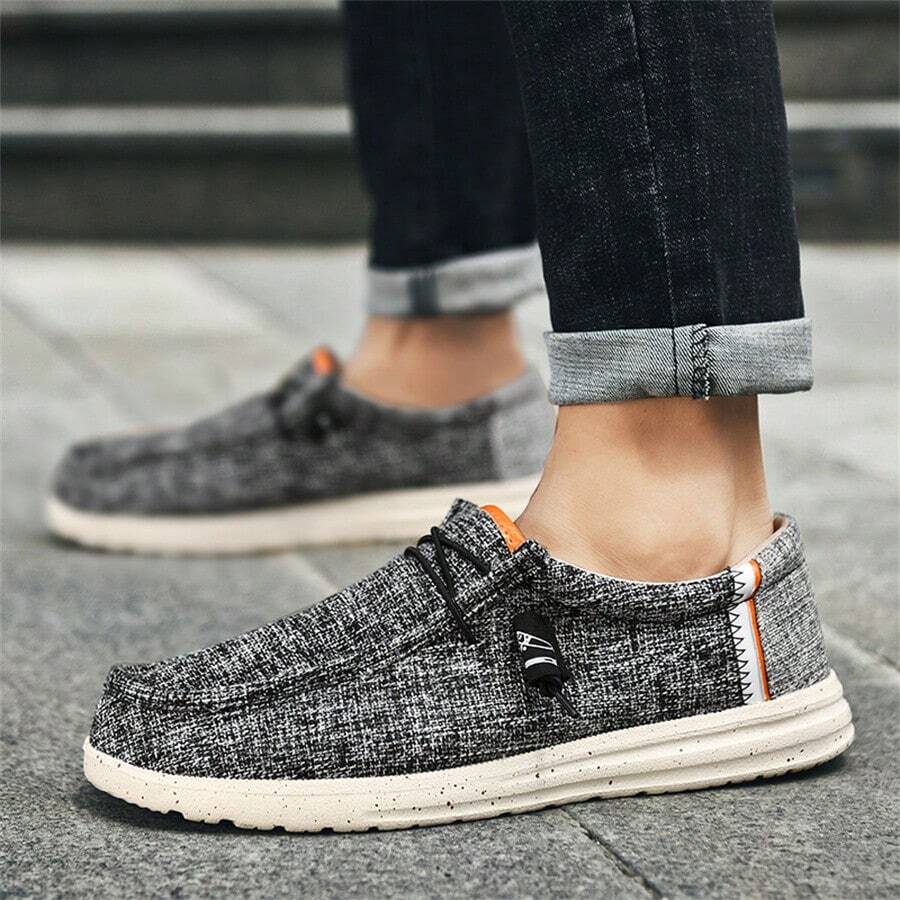 Men's Canvas Athletic Shoes - Lightweight And Breathable, Slip-On Design Without Zipper - Suitable For Spring And Summer, Durable And Comfortable Casual Shoes