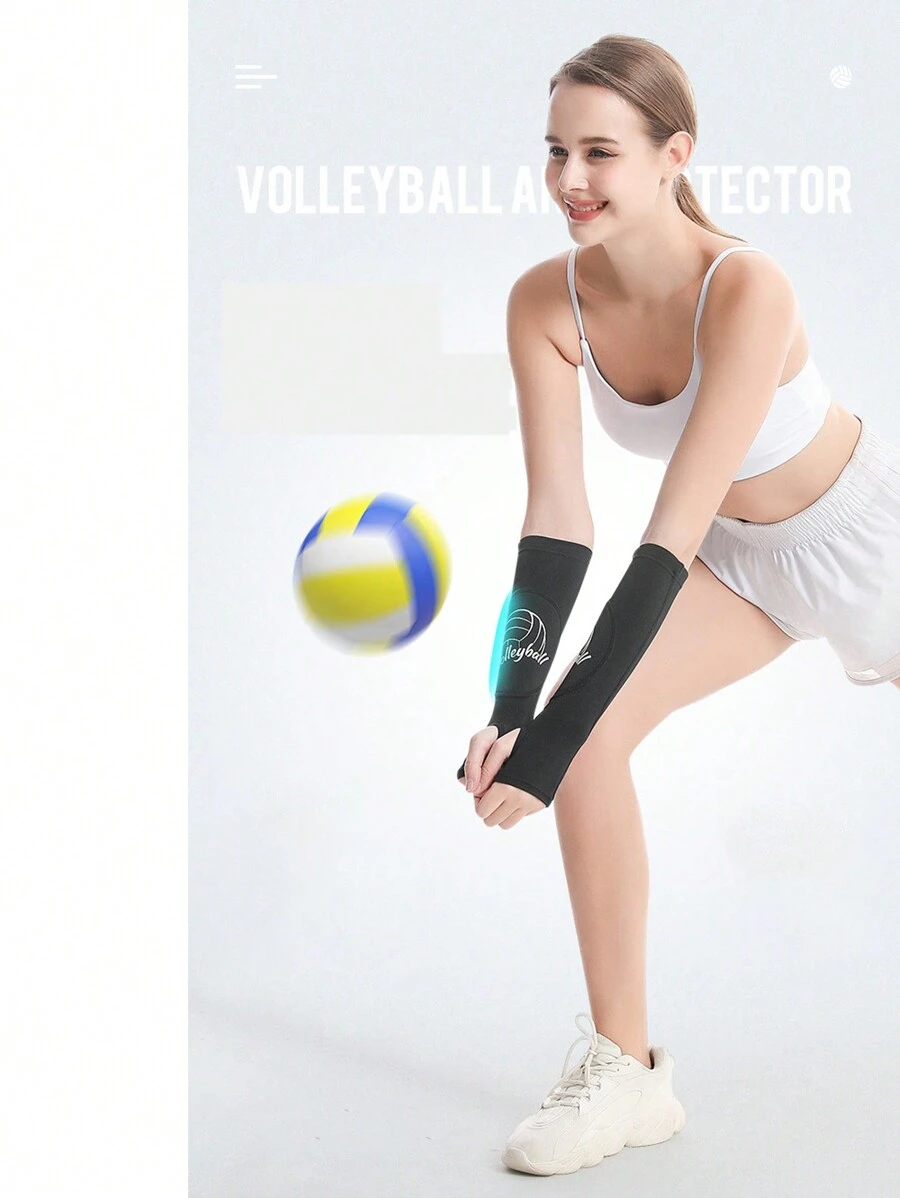 1pair Black Spandex Volleyball Arm Sleeves, Compressed Breathable Arm Guards For Men, Women, And Youth, Volleyball Training Protective Gear