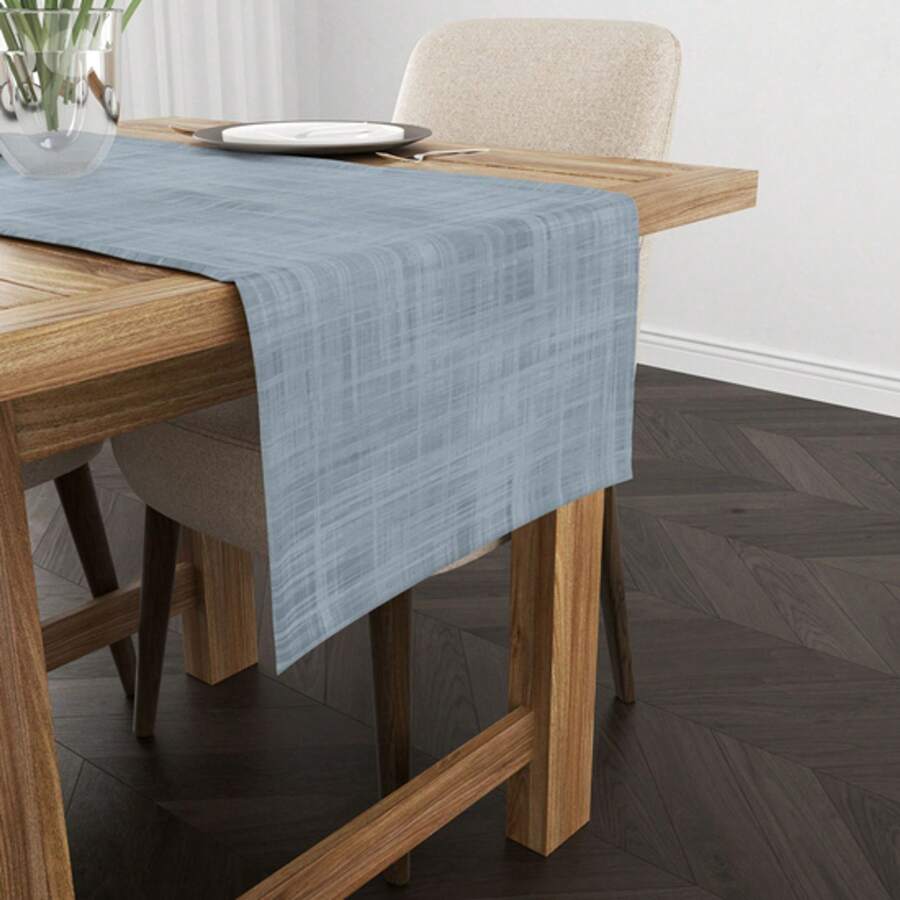 BL BELUM | Tafelloper | van 45x 140 | Middenstuk 100% biologische katoenen stof 300 grs. | Woondecoratie | Blauwe tafellopers