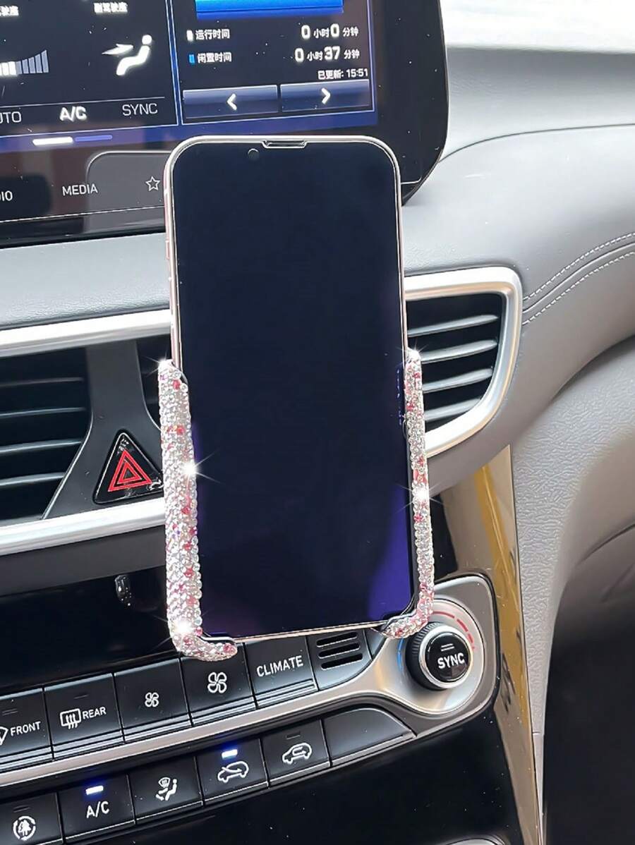 Soporte Para Teléfono De Coche Para Mujer, Cristal De Diamante, Montaje En Salida De Aire De Coche, Clip, Soporte Para Teléfono Móvil, Accesorios Interiores