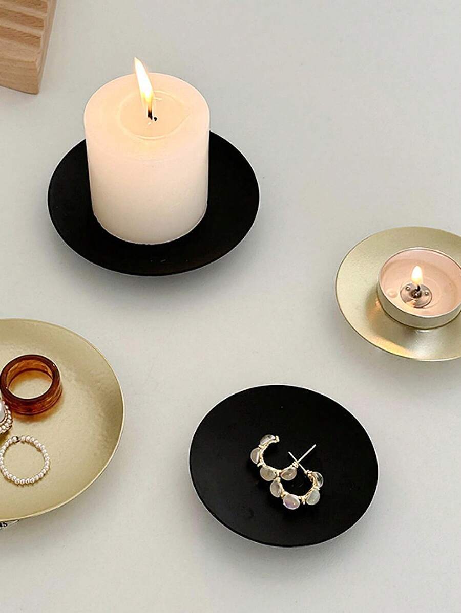 1 pieza Bandeja de almacenamiento de joyería y portavelas, soporte para velas, plato para velas LED y de cera, conos de incienso, spa, bodas, bandeja de almacenamiento de joyería Vuelta al cole