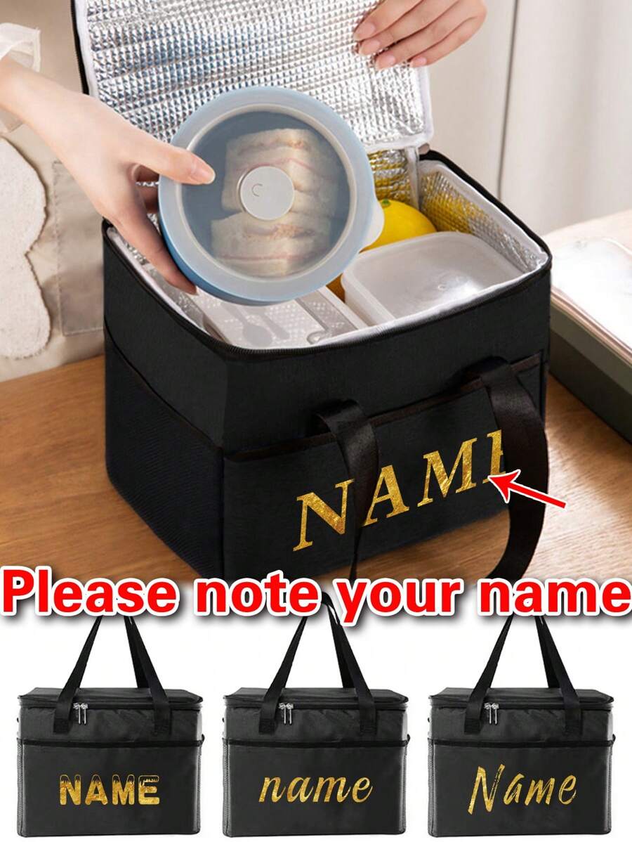 Customized Insulating Lunch Bag Custom Name Pattern Women Cooler Handbags Student Thermal Lunch Bags For Work Canvas Food Tote Bag Thermal Bag For Women Kids Insulated Refrigerated Lunch Box Bag For Man Picnic Bag Fridge Bag Cooler Lunch Box Ice Pack Food Storage Bag