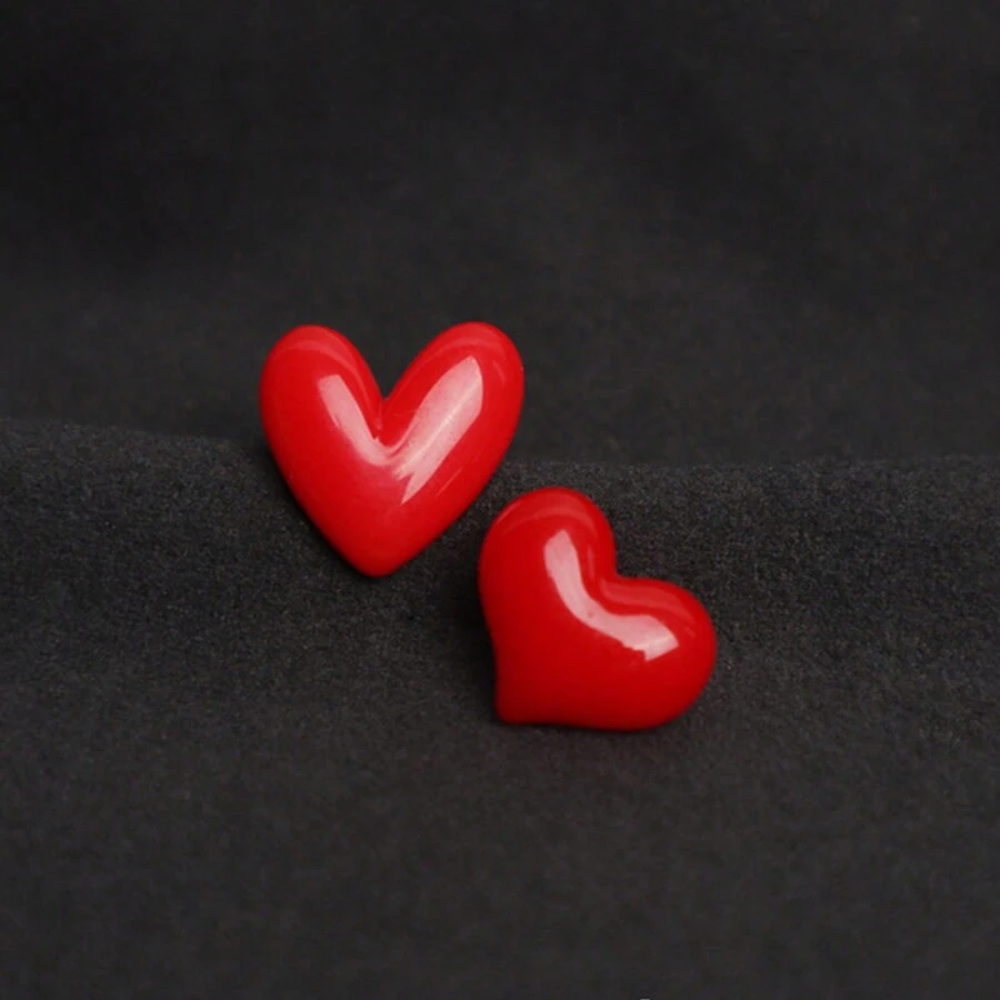 Cute 2pcs Women's Red Heart Shaped Plastic Brooch Pin For Clothes, Shoes, Bags Accessories Valentine's Day