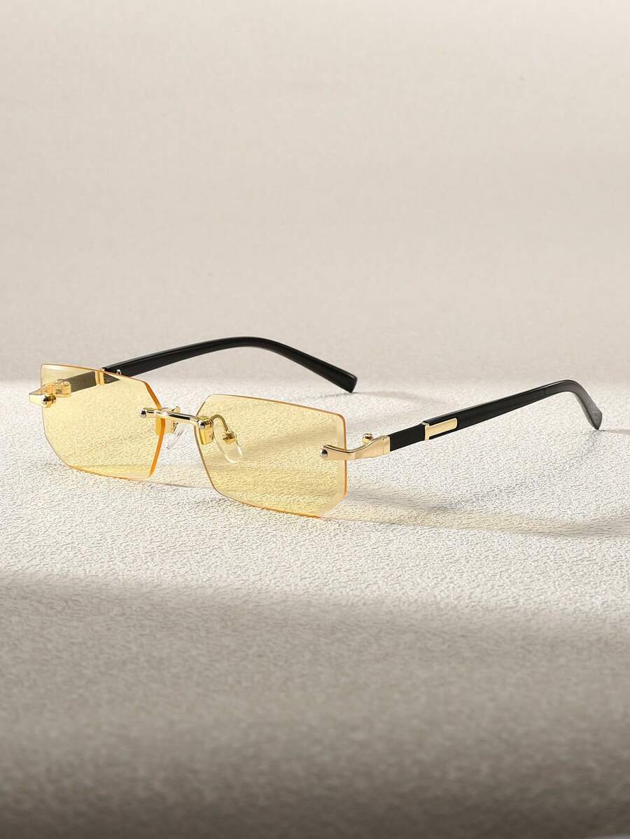 1 pièce Lunettes de soleil unisexe à petits verres sans monture, de style Y2K pour l'été, idéales pour la plage, la conduite, conviennent aux tenues vestimentaires comme les pulls, vestes, sweats à capuche, pantalons et cargo pour les vacances à la plage, les activités en extérieur et les voyages