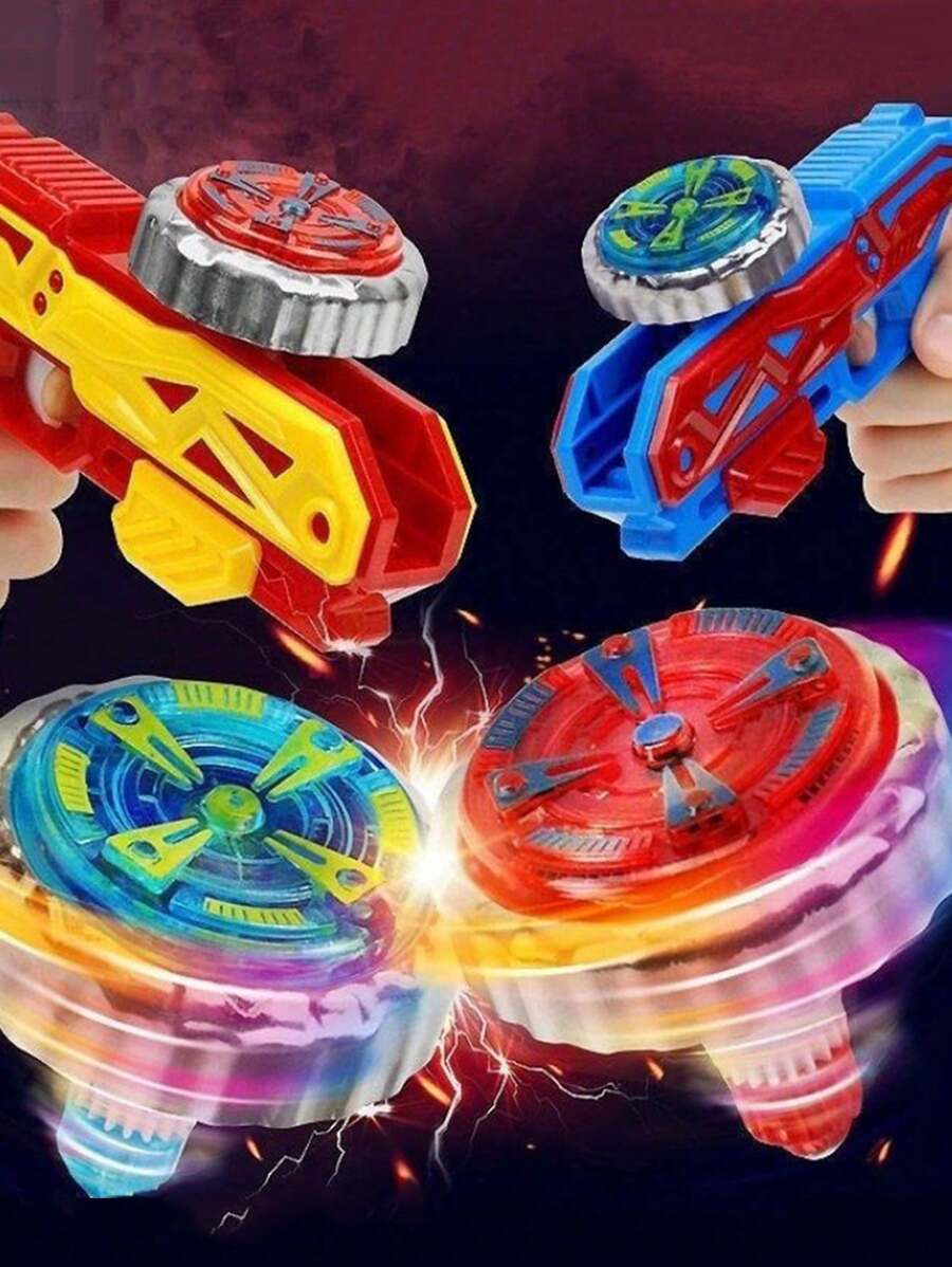 Christmas Decoration Launcher+2 Spinning Tops+Light-Up Toy+Parent-Child Interactive Toy, Best For Birthday And Festival Gifts