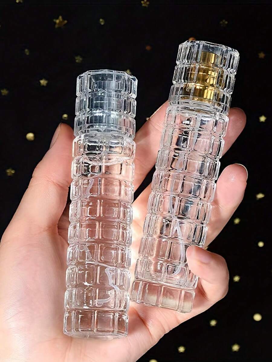 SHEIN X Heather Rae 1Pc Glass Spray Bottle, Exquisite Refillable Perfume Atomizer Empty Spray Bottles 30ml, Travel Cologne Scent Pump Case Bottle Portable (Golden,Silvery)