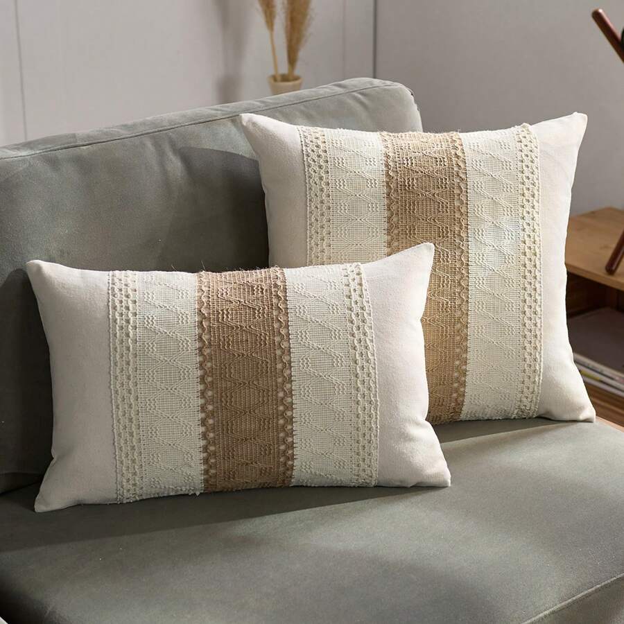 1 pièce Housse de coussin boho, housse de coussin pour coussin décoratif d'accent de ferme, housse de coussin neutre pour le canapé de chambre à coucher du salon