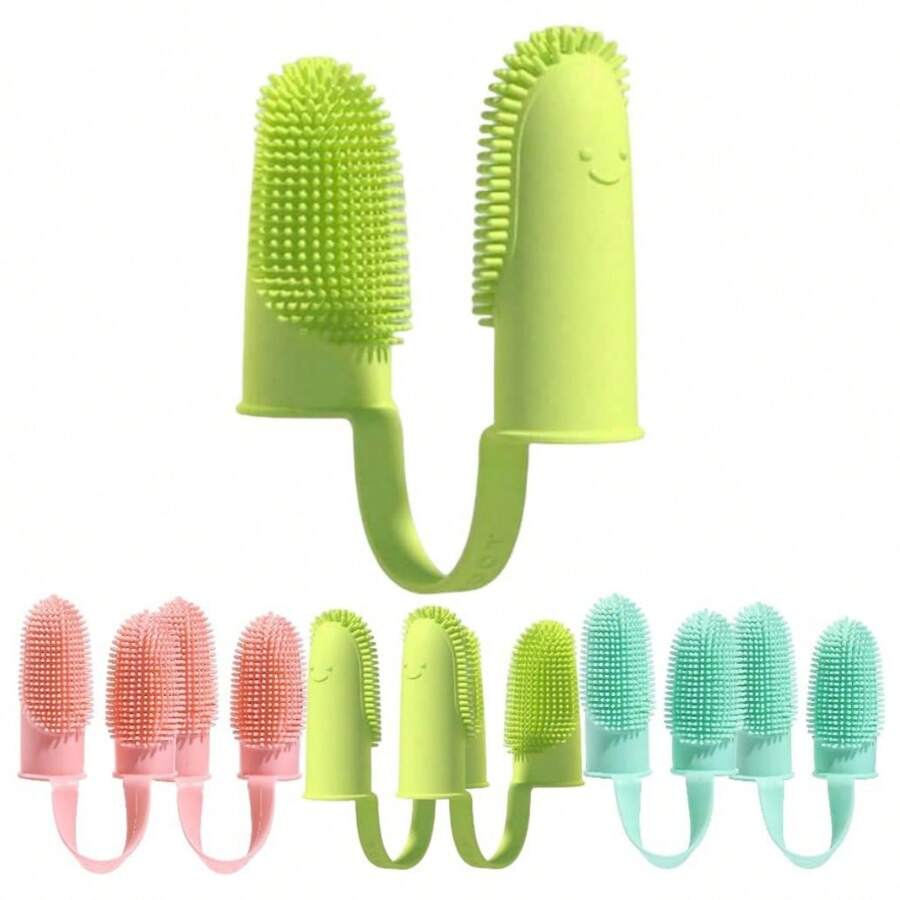 Cepillo de dientes para perro, kit de cepillo de dientes de dedo, cerdas de 135º para una fácil limpieza de los dientes, cepillo de dientes doble de dedo para el cuidado dental de cachorros, gatos y mascotas pequeñas