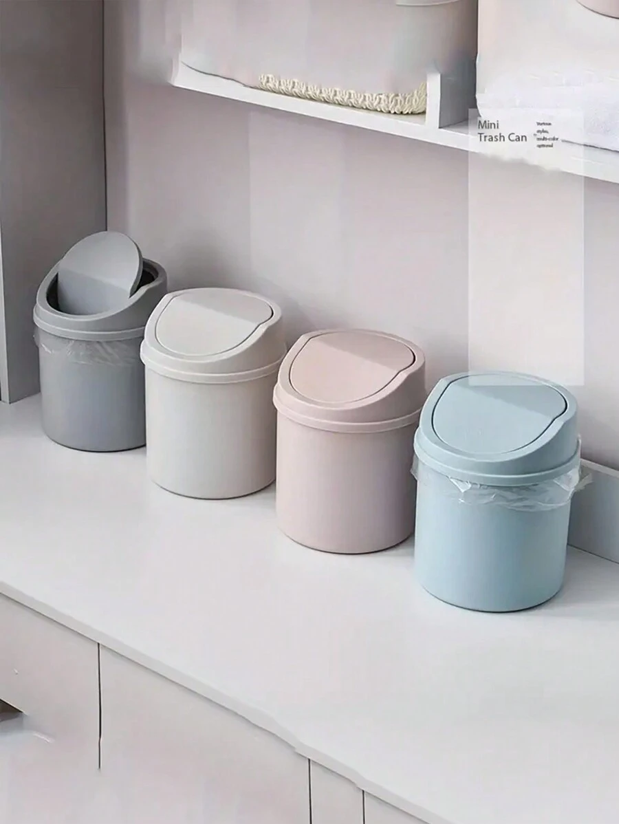 1 pieza Estilo INS Nueva caja de almacenamiento del hogar con diseño de corazón para niña, cubo de basura de plástico con tapa, papelera de mesa, basurero para decoración de escritorio de oficina en el hogar, mesa de café, oficina, sala de estar, estudio
