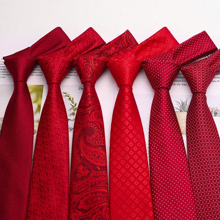 1 Corbata Roja De Cachemira Para Hombre Para Fiesta De Moda, Boda, Negocios, Ocio