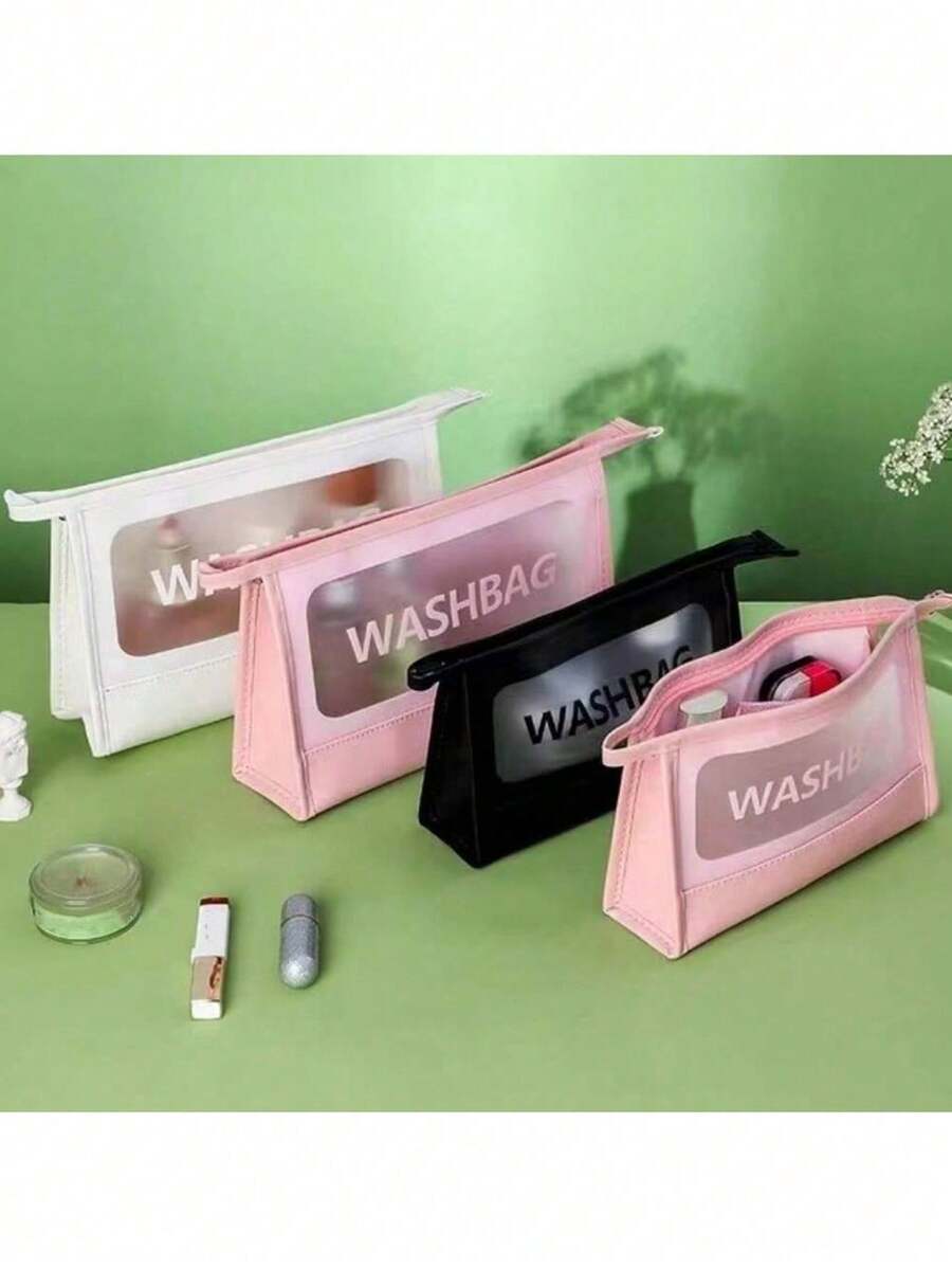 1 bolsa cosmética transparente de tamaño mediano, bolsa de almacenamiento de maquillaje portátil para viajes, un organizador de maquillaje con gran capacidad de almacenamiento