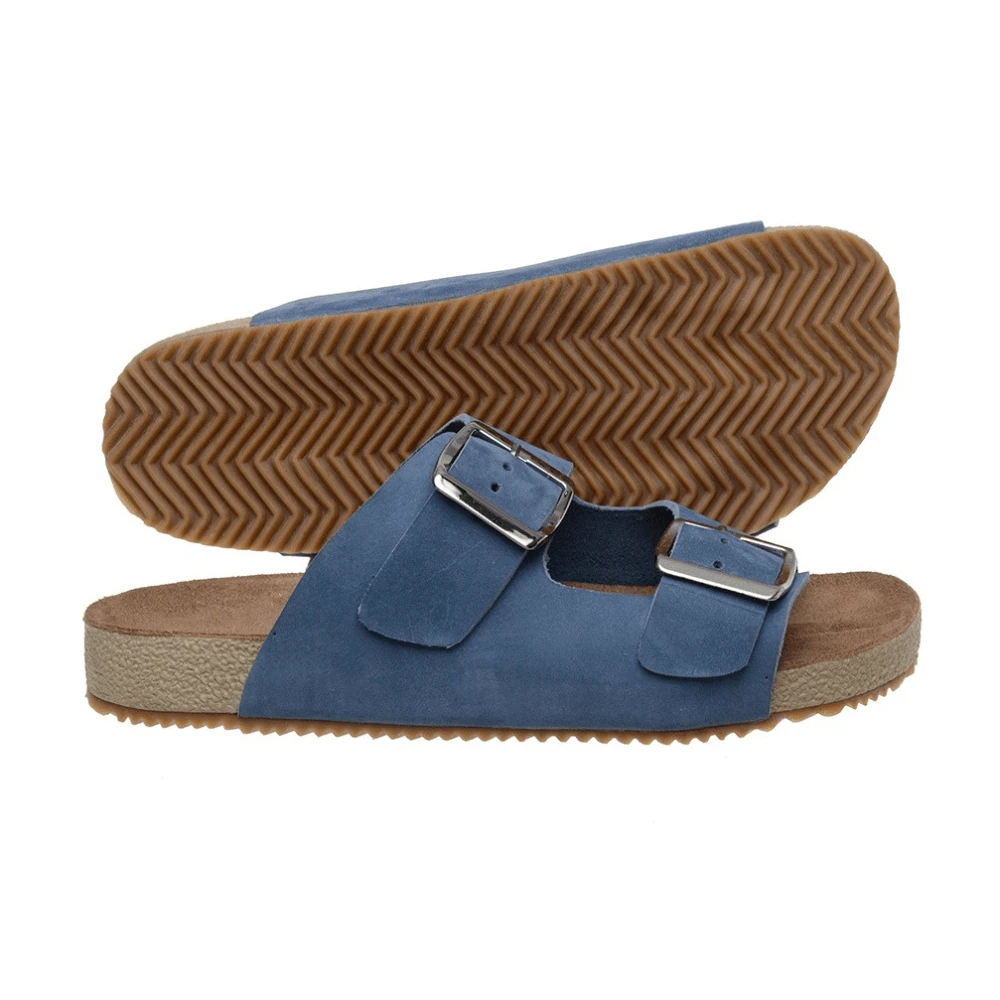 Sandália Birken Papete Feminina Plataforma Couro Legitimo JEANS