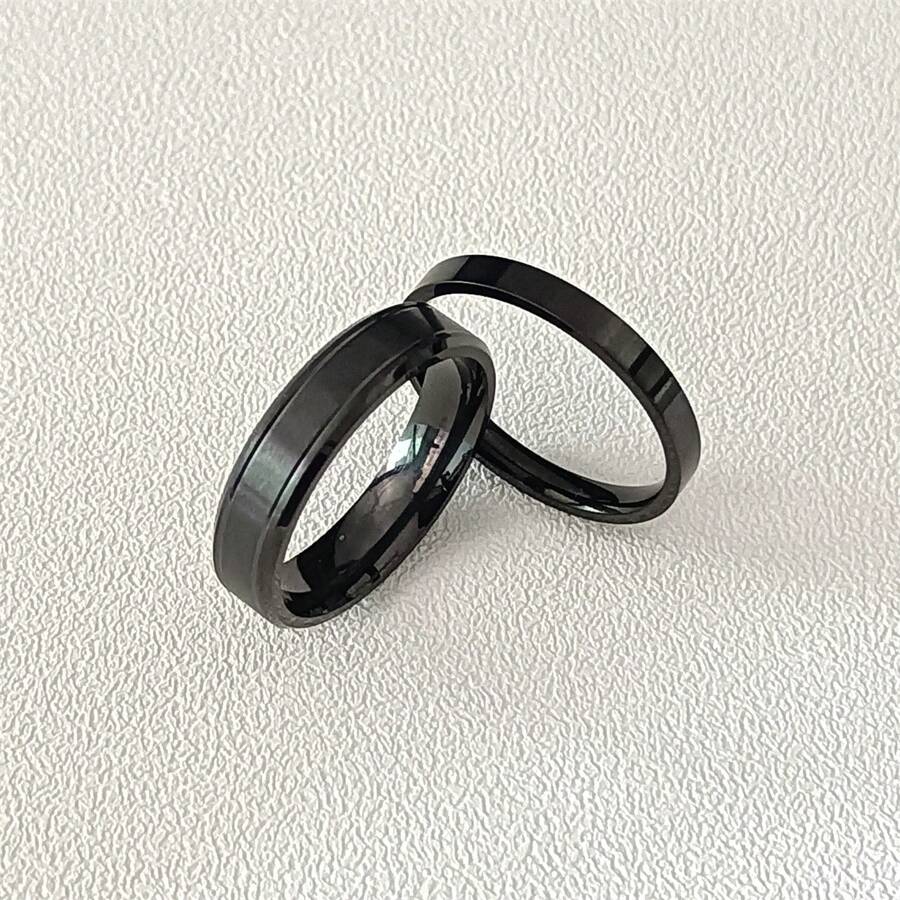 1Set(2pcs) Fashionable Simple Charm Stainless Steel Ring For Men, Woman,Couples, Daily Wear And Parties For Father Mother Dad Husband Wife Boyfriend Girlfriends Father's Day Birthday Gift Stackable Ring Statement Band Jewelry Size 5-12