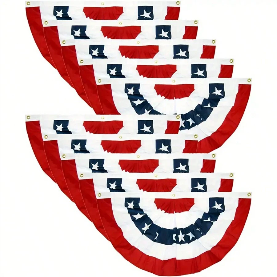 5 Stücke USA patriotische Faltfahne - 3 x 1,5 Ft amerikanische US-Flagge Wimpelgirlande, Dekoration zum Gedenktag, Unabhängigkeitstag und Tag der Arbeit