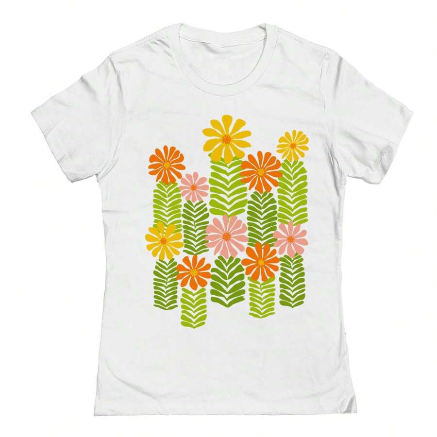 Nearly There Fresh Flowers Graphic Ladies Cotton T-Shirt
