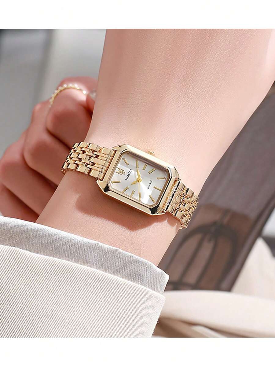 1 pieza Reloj de cuarzo creativo para mujer con esfera pequeña de escala romana, correa de cadena de metal. Adecuado para regalar en vuelta al cole, cumpleaños, aniversario, Halloween