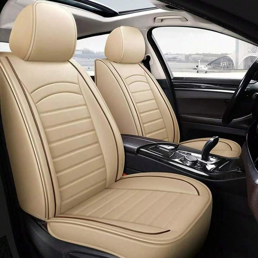 2024 Car Seat Covers Premium Waterproof Faux Leather Cushion Breathable Universal Accessories Fit SUV Truck Sedan Automotive Vehicle Auto Interior Protector Full Set Compatible With Most Vehicles