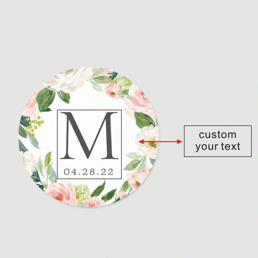 96 Pcs Personalized Round Circle Label Stickers Custom Name Date Thank You Stickers For Bridal Shower Party Favors
