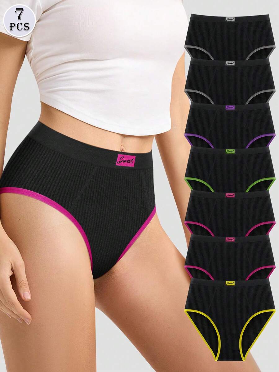 MIOTAN Set de 7 piezas de cómodas braguitas triangulares para mujeres de talle alto en varios colores