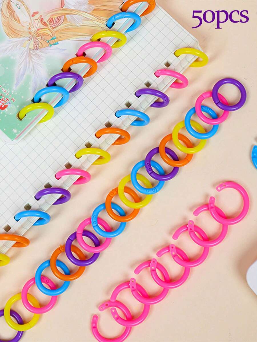 50pcs 20pcs Color Moving Ring Binder Open Ring Plastic Binding Ring Album Binder Ring Binder Ring Clamp Ring, Student Supplies For Returning To School At The Beginning Of The Term, Stationery For Binding Graduation Photos.