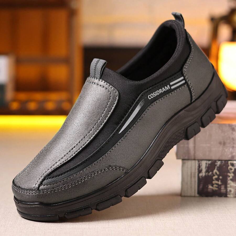 Men's Casual Sports Shoes Slip-On Driving Loafers, Spring Summer New Flat Shoes, Breathable Light-Weight Business Casual Shoes, Leather Shoes For Hiking Trekking