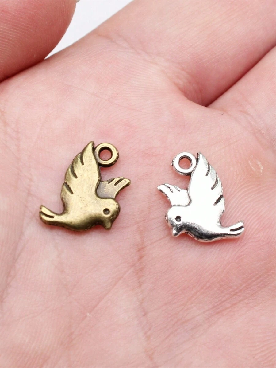 20pcs 15x11mm(0.59x0.43inch) Bird Charms For DIY Keychain, Necklace, Bracelet, Earring Jewelry Making
