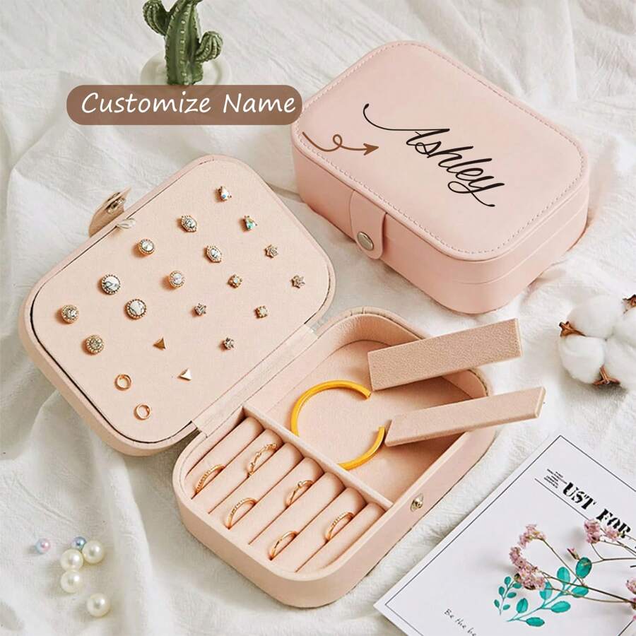 Caixa De Jóias Personalizada Da Moda Personalizada Com Nome, Caixa De Jóias Personalizada Para Meninas, Caixa De Viagem Para Jóias De Colar, Anel, Brinco, Presente De Madrinha, Lembrancinhas De Festa De Casamento, Lindos Presentes Para O Dia Da Mãe, Presentes Para Irmãs E Familiares Durante Feriados