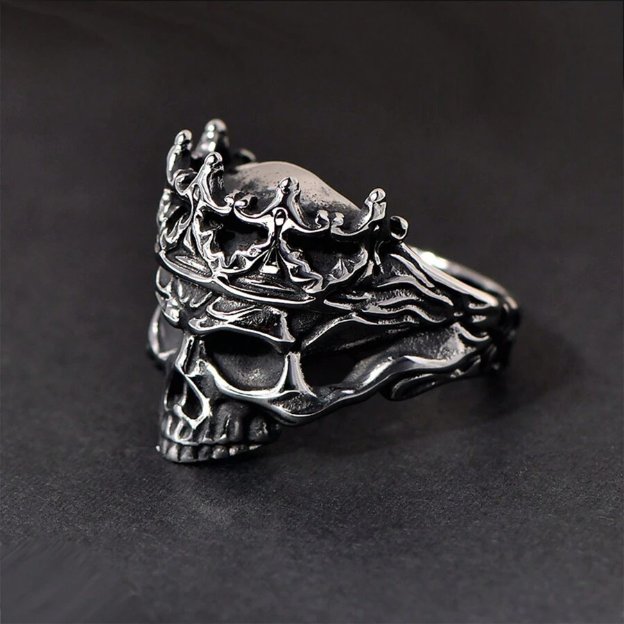 1pc luxe persoonlijkheid trendy schedelkroon roestvrijstalen ring voor heren