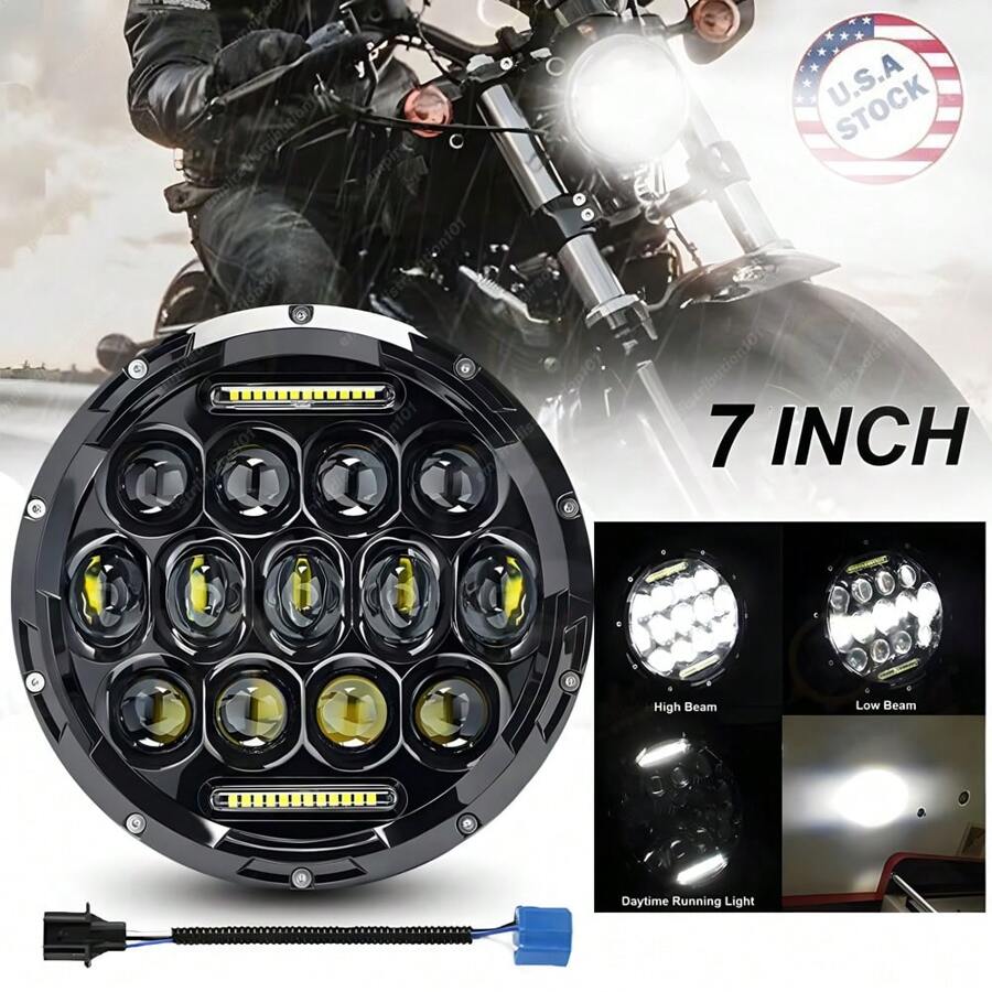 7 Inch Headlight Fit For Street Glide H4 Round Sealed Beam DOT SAE Approved Motorcycle Led Headlight